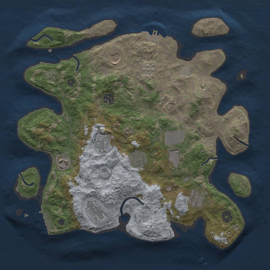 Rust Map: Procedural Map, Size: 3550, Seed: 37438340, 17 Monuments