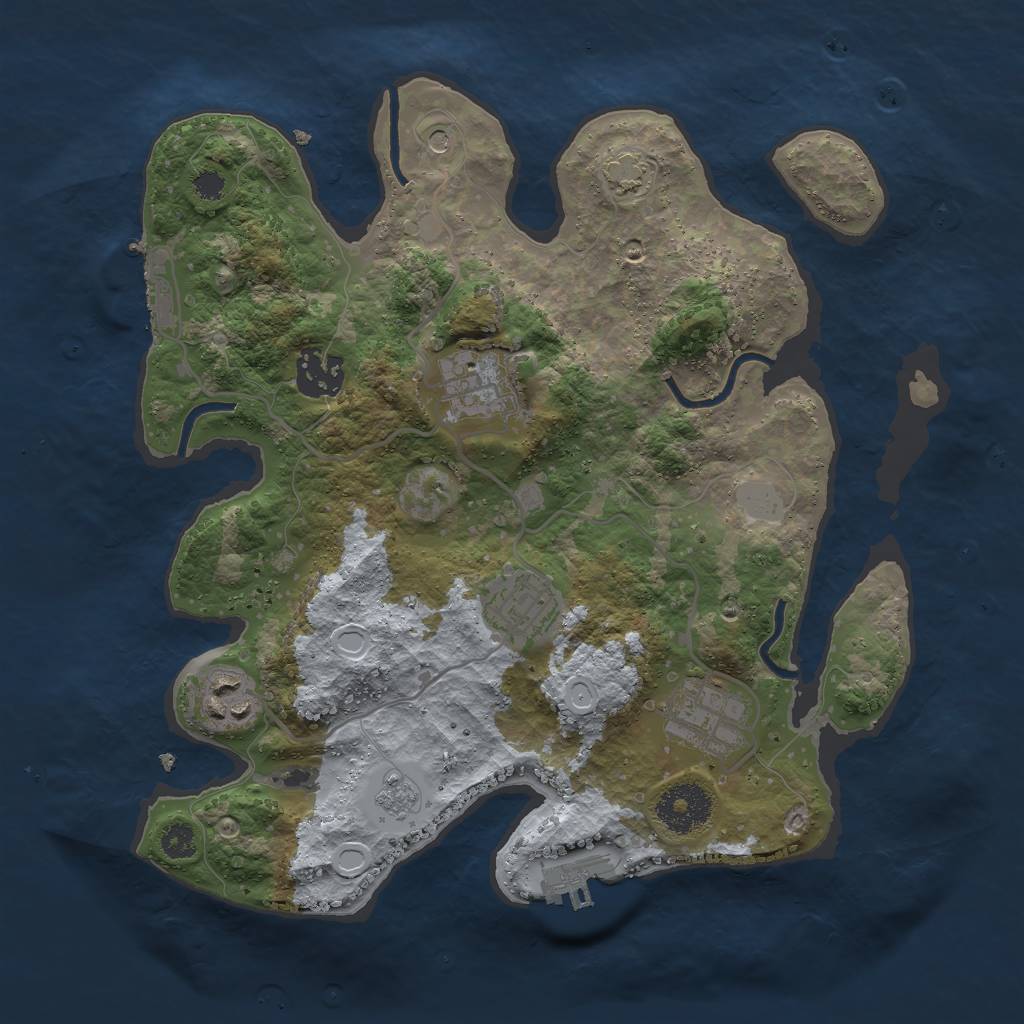 Rust Map: Procedural Map, Size: 3000, Seed: 124124525, 12 Monuments