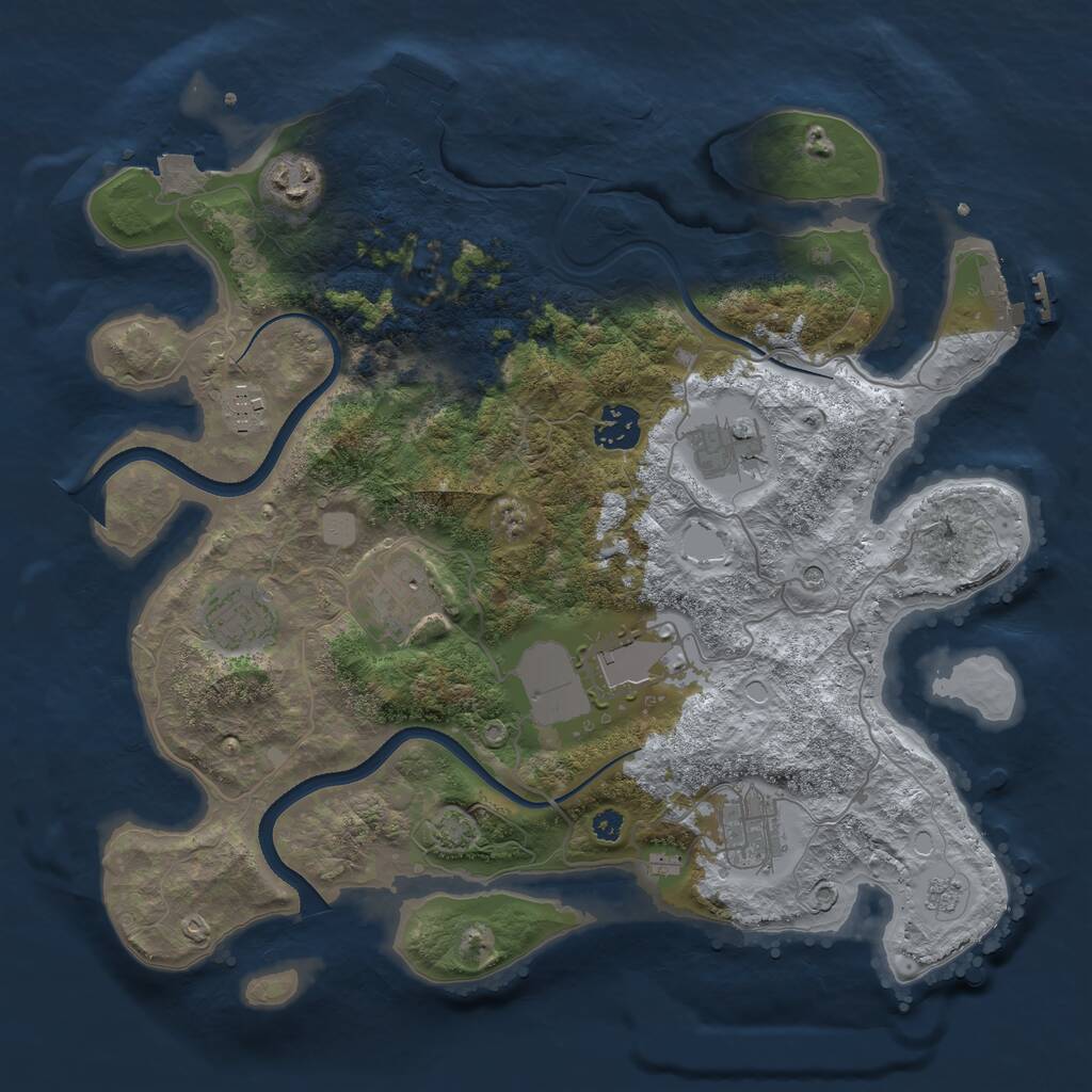 Rust Map: Procedural Map, Size: 3500, Seed: 278964477, 14 Monuments