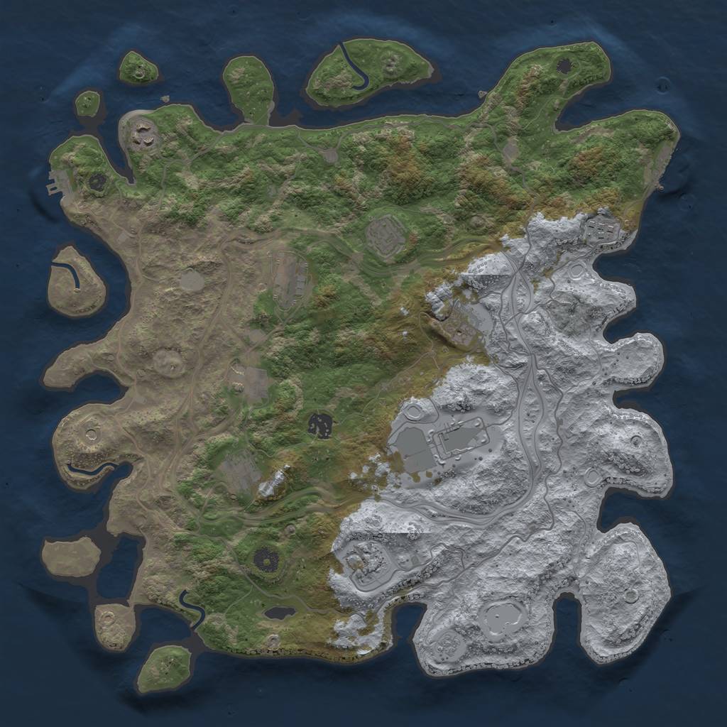 Rust Map: Procedural Map, Size: 4250, Seed: 3496, 17 Monuments