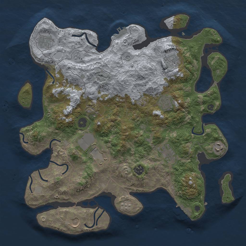 Rust Map: Procedural Map, Size: 3800, Seed: 970948373, 17 Monuments