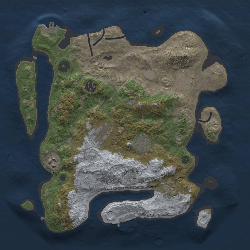 Rust Map: Procedural Map, Size: 3250, Seed: 17349, 15 Monuments