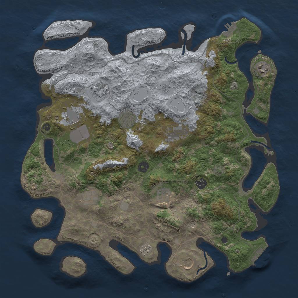 Rust Map: Procedural Map, Size: 4000, Seed: 376363733, 17 Monuments