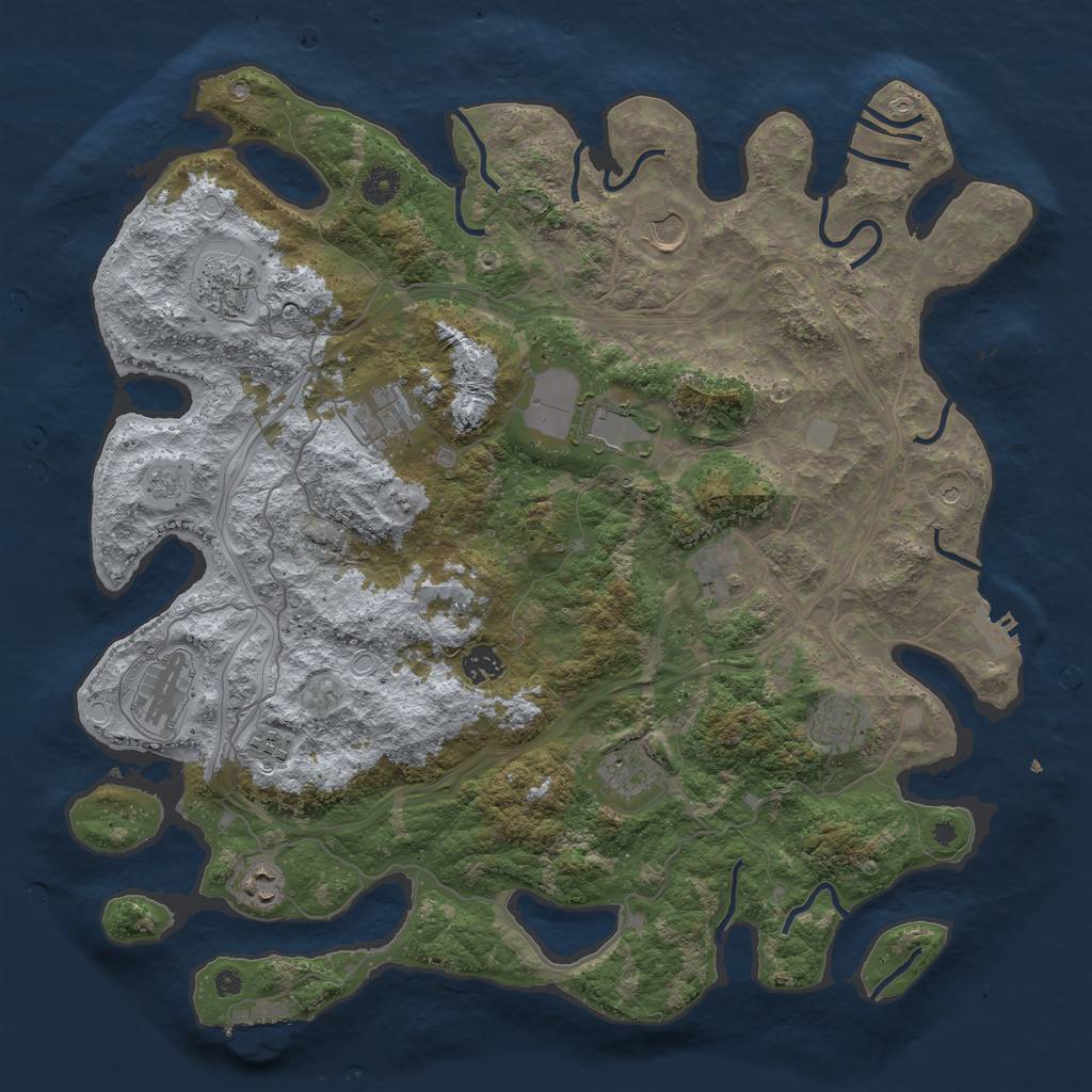Rust Map: Procedural Map, Size: 4250, Seed: 1140824926, 18 Monuments