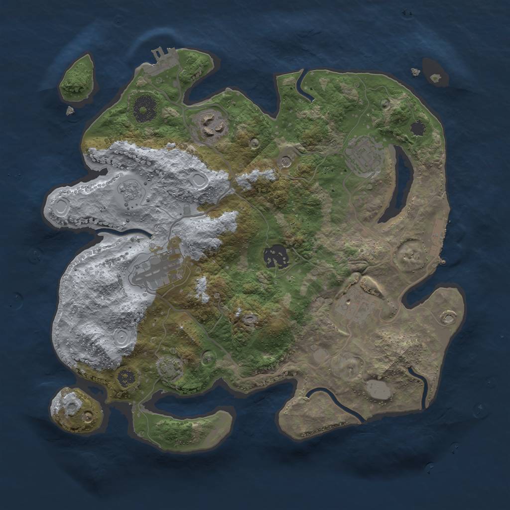 Rust Map: Procedural Map, Size: 3000, Seed: 2346078, 13 Monuments