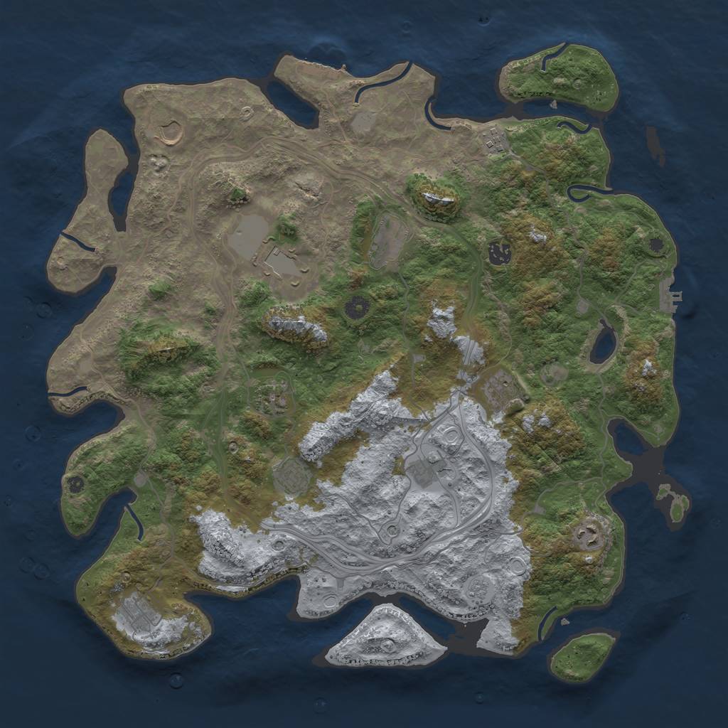 Rust Map: Procedural Map, Size: 4500, Seed: 225533, 18 Monuments