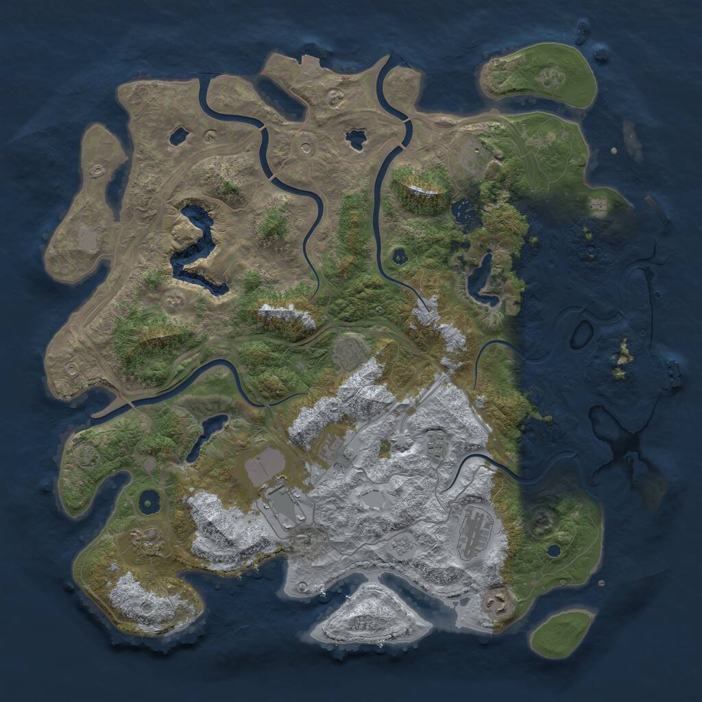Rust Map: Procedural Map, Size: 4500, Seed: 225533, 15 Monuments