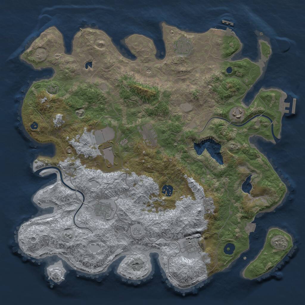 Rust Map: Procedural Map, Size: 4000, Seed: 2315697, 14 Monuments