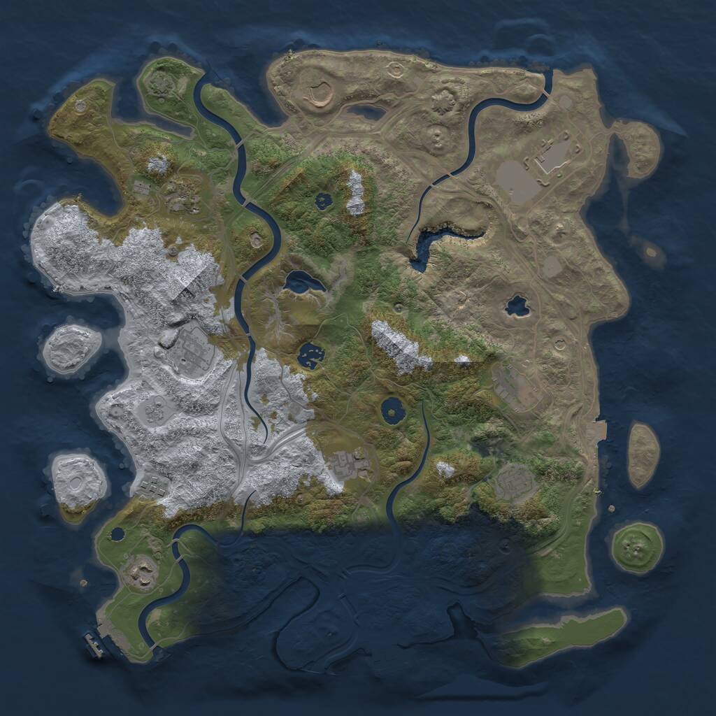 Rust Map: Procedural Map, Size: 4250, Seed: 1889393870, 16 Monuments