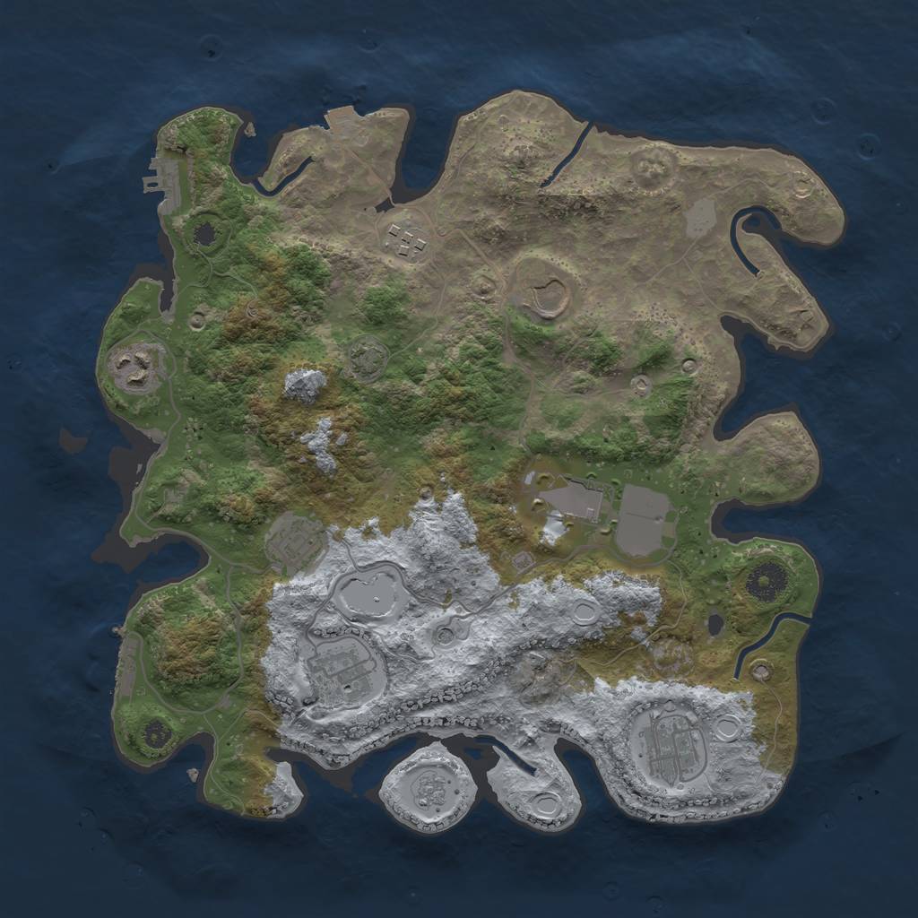 Rust Map: Procedural Map, Size: 3500, Seed: 2115382688, 15 Monuments