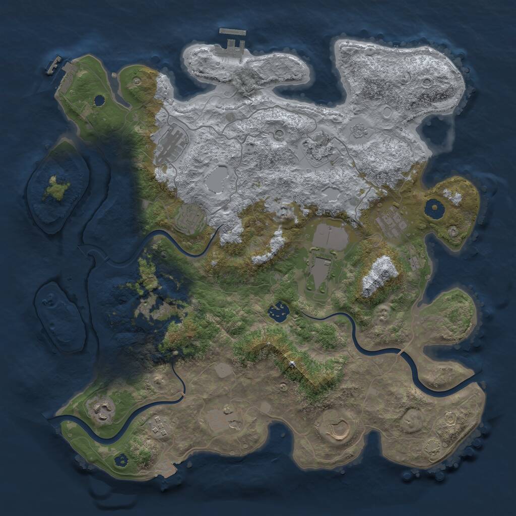 Rust Map: Procedural Map, Size: 3900, Seed: 868506, 17 Monuments