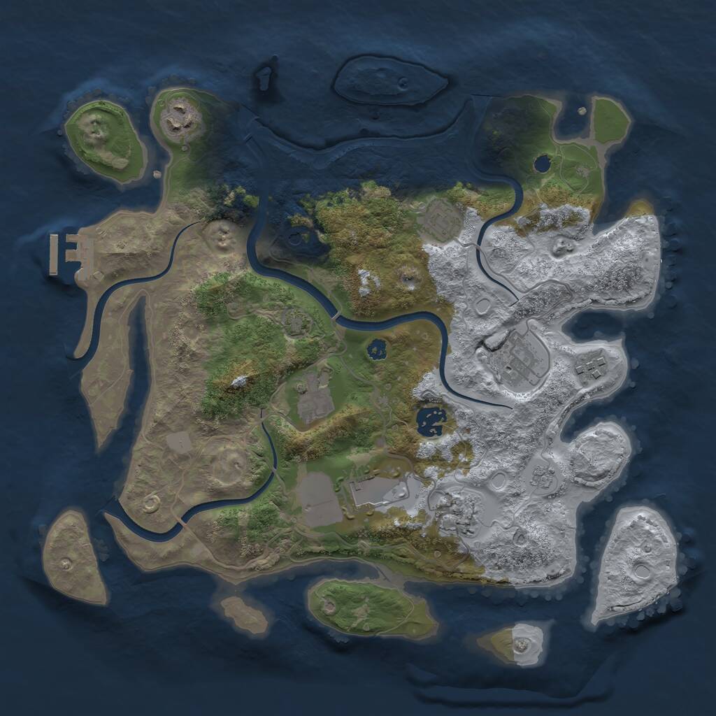 Rust Map: Procedural Map, Size: 3500, Seed: 533804460, 13 Monuments