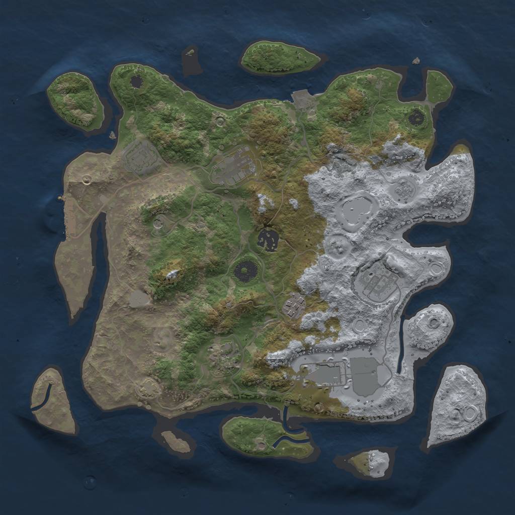 Rust Map: Procedural Map, Size: 3500, Seed: 533804460, 14 Monuments