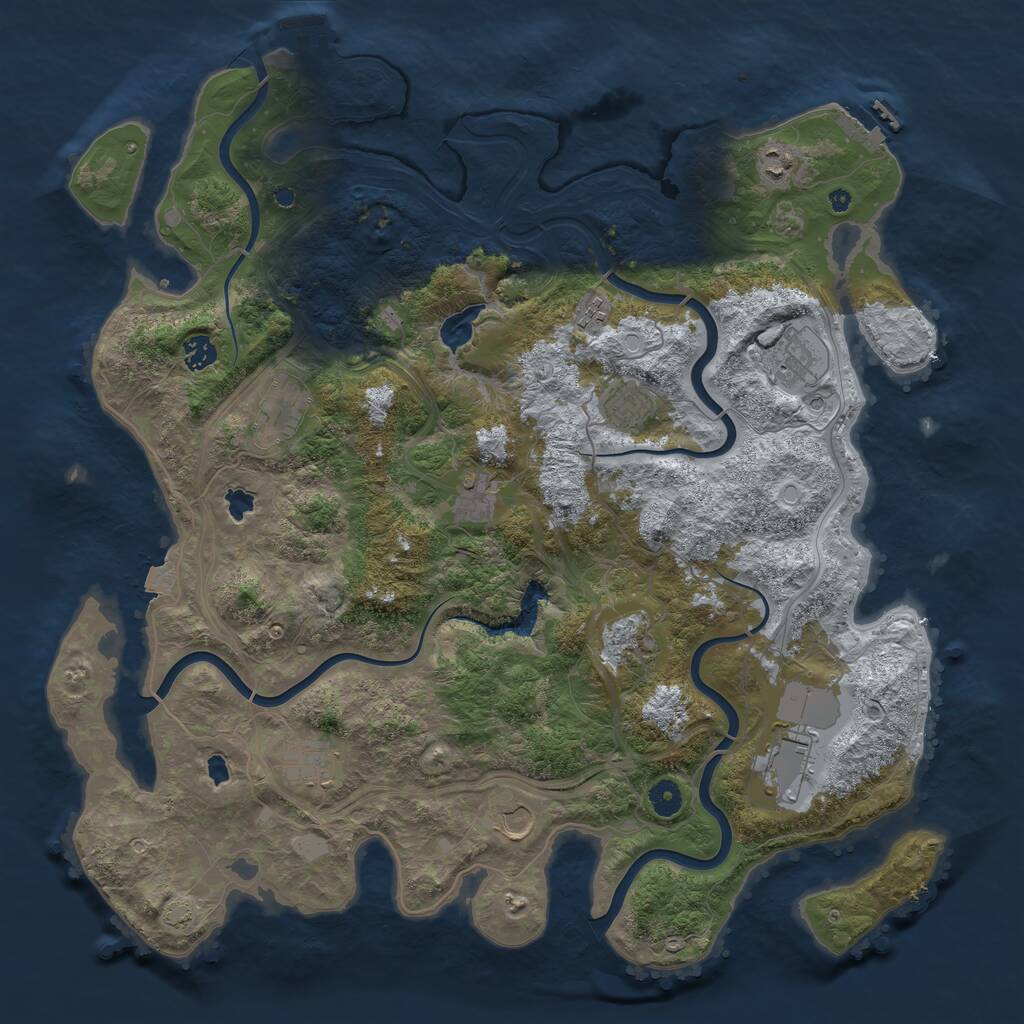 Rust Map: Procedural Map, Size: 4500, Seed: 27436, 16 Monuments