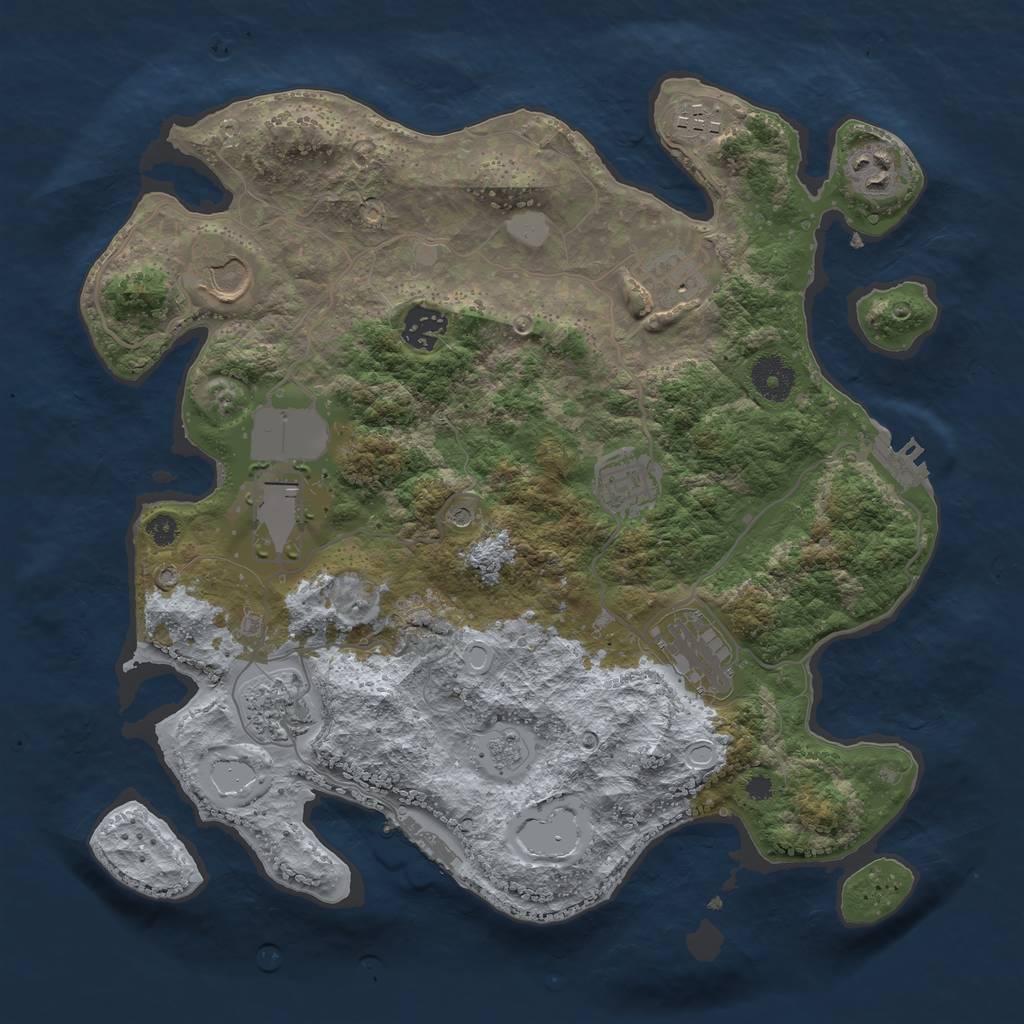 Rust Map: Procedural Map, Size: 3500, Seed: 9046, 16 Monuments