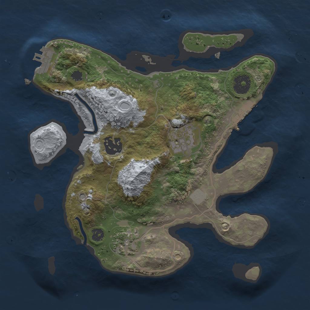 Rust Map: Procedural Map, Size: 2500, Seed: 25849, 8 Monuments