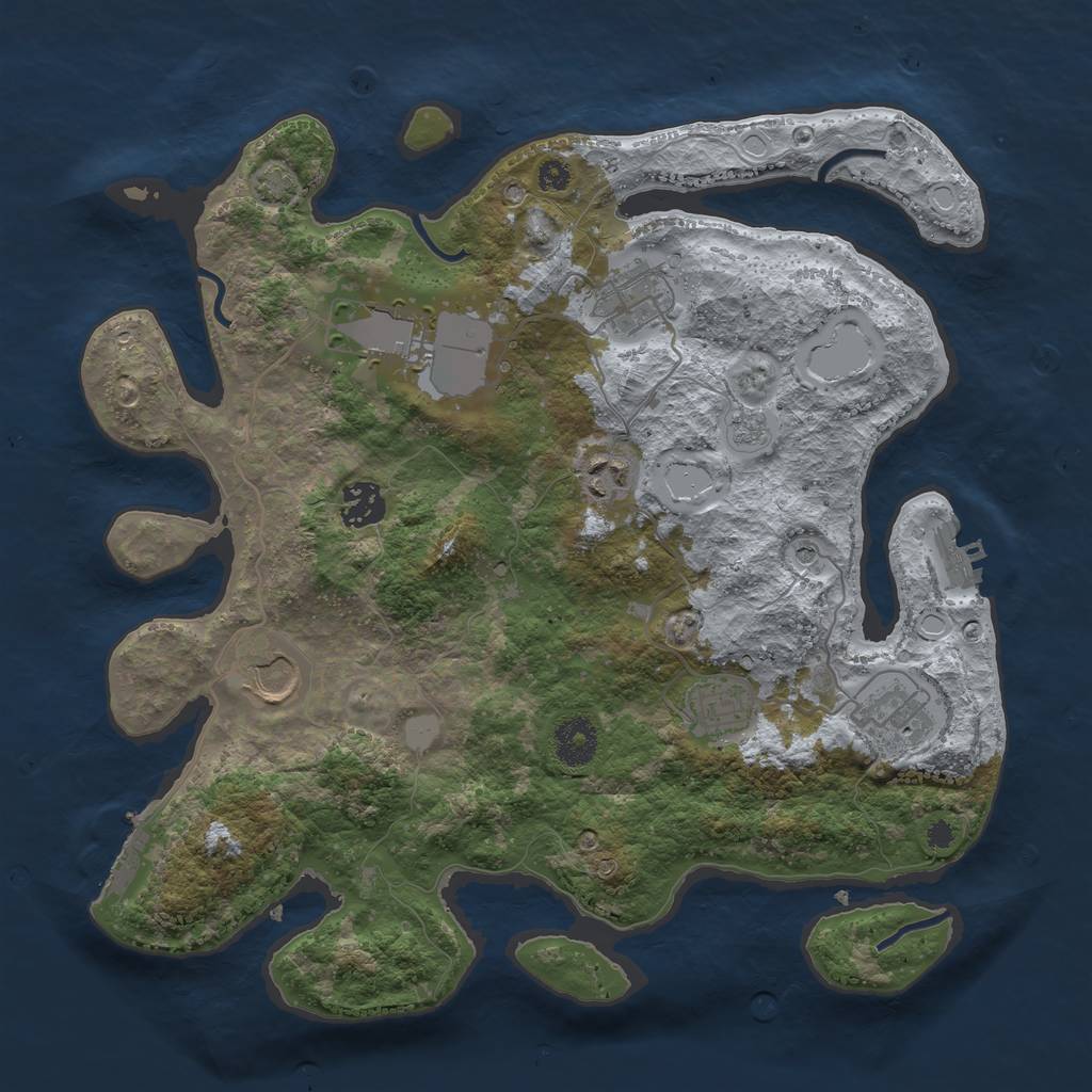 Rust Map: Procedural Map, Size: 3500, Seed: 40000, 15 Monuments