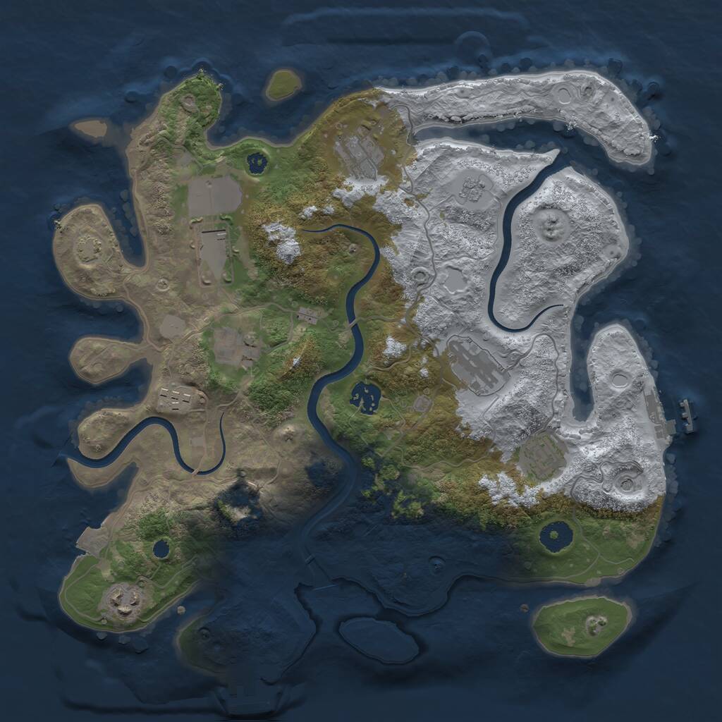 Rust Map: Procedural Map, Size: 3500, Seed: 40000, 14 Monuments