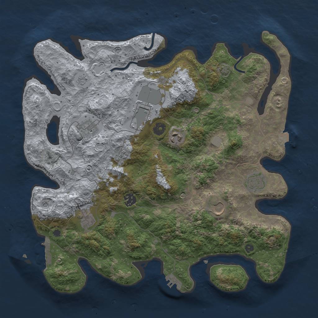Rust Map: Procedural Map, Size: 3750, Seed: 1166534170, 16 Monuments