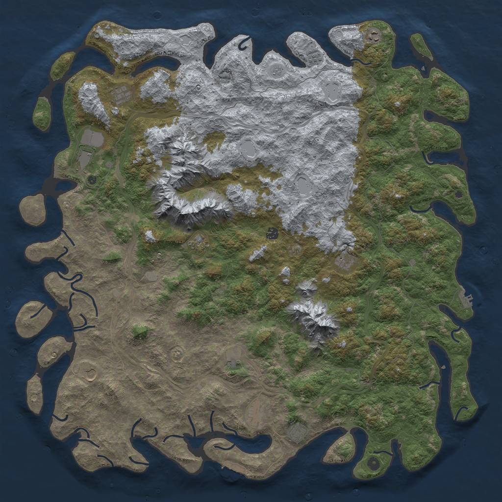 Rust Map: Procedural Map, Size: 6000, Seed: 891449243, 18 Monuments
