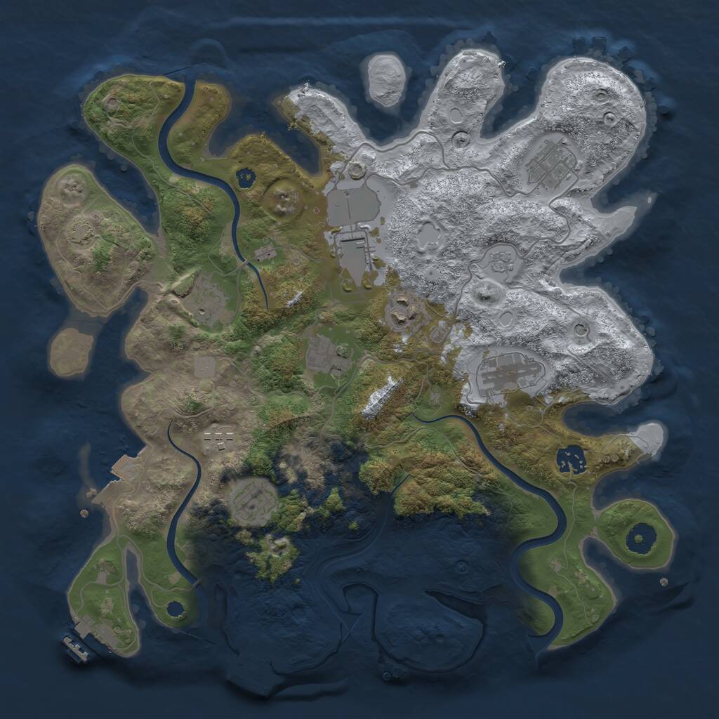 Rust Map: Procedural Map, Size: 3600, Seed: 380153, 15 Monuments