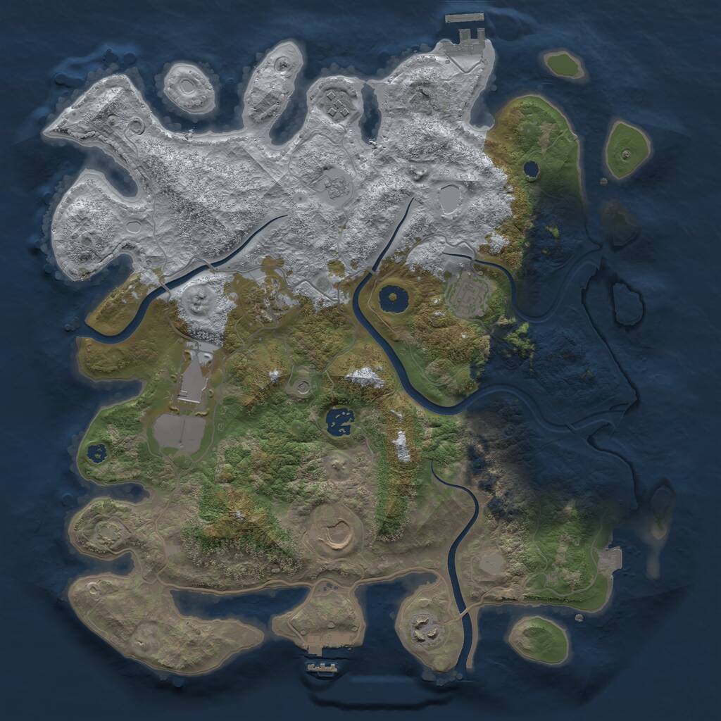 Rust Map: Procedural Map, Size: 3750, Seed: 314038, 13 Monuments