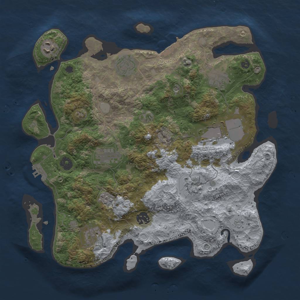 Rust Map: Procedural Map, Size: 3500, Seed: 1874426317, 16 Monuments