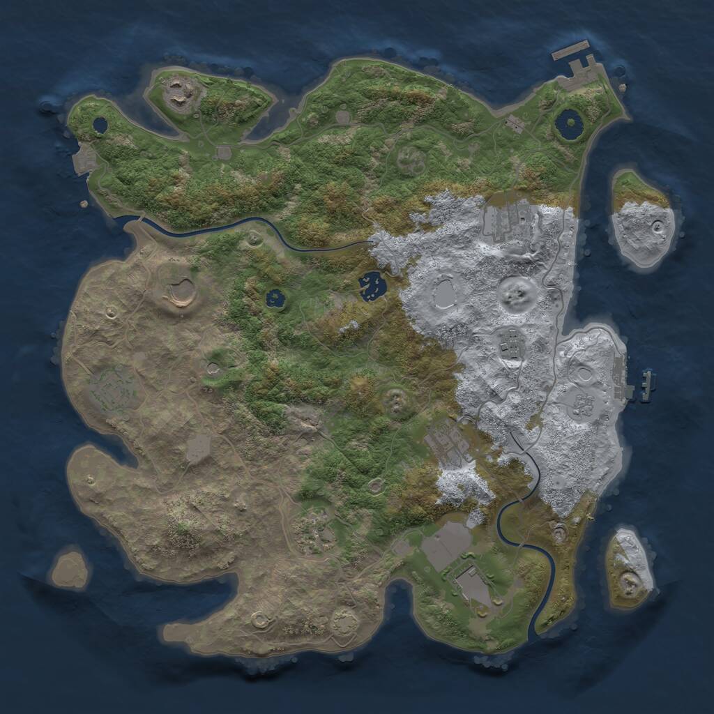 Rust Map: Procedural Map, Size: 3750, Seed: 212284801, 15 Monuments