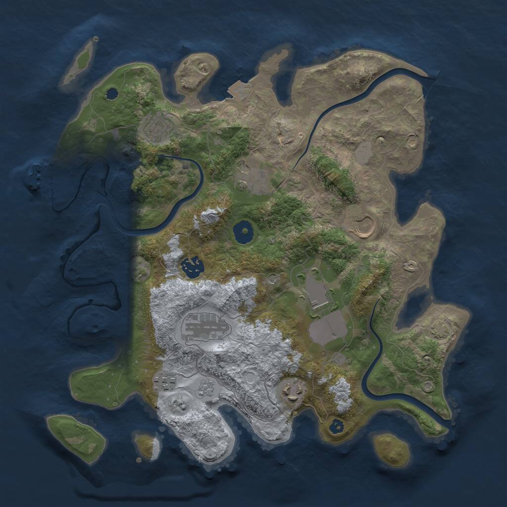 Rust Map: Procedural Map, Size: 3500, Seed: 23811967, 13 Monuments