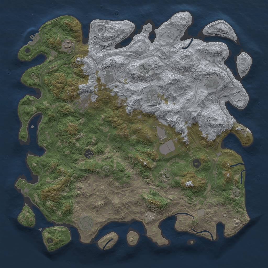 Rust Map: Procedural Map, Size: 4500, Seed: 97690649, 17 Monuments