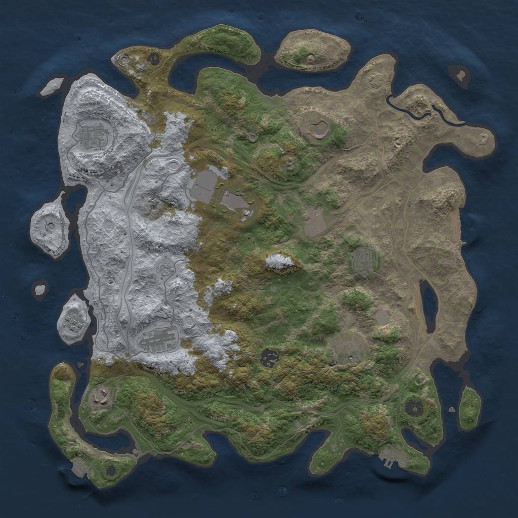 Rust Map: Procedural Map, Size: 4250, Seed: 207075693, 18 Monuments
