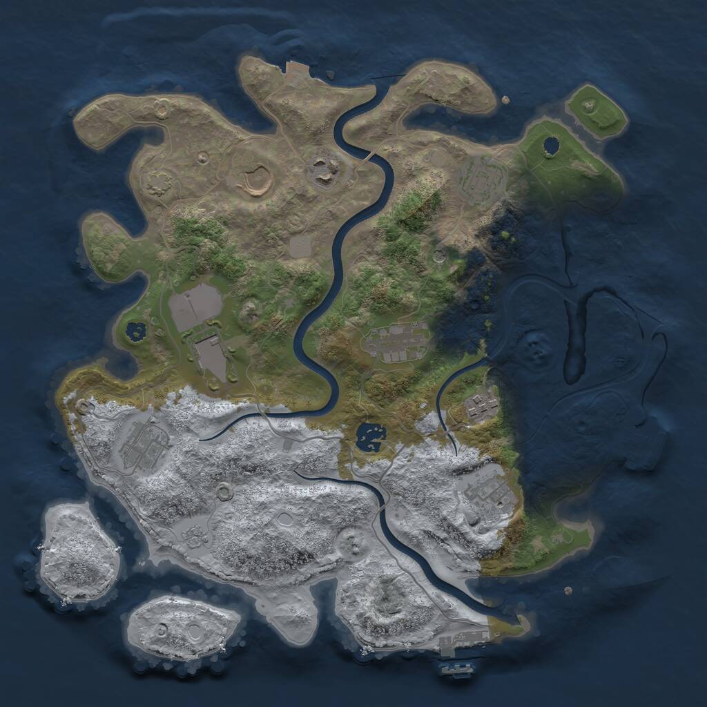 Rust Map: Procedural Map, Size: 3500, Seed: 988888677, 15 Monuments