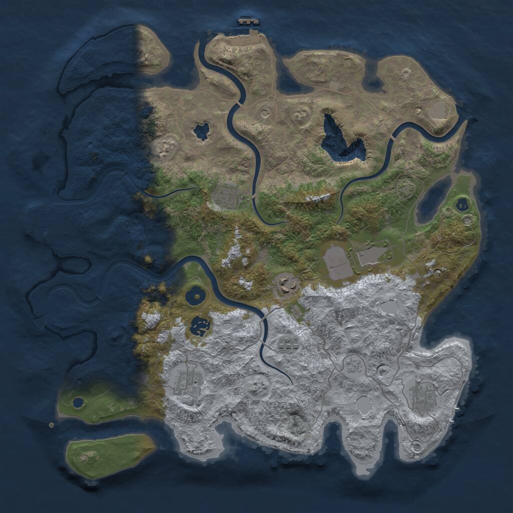 Rust Map: Procedural Map, Size: 4000, Seed: 658743, 13 Monuments