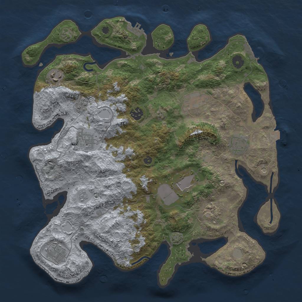 Rust Map: Procedural Map, Size: 3700, Seed: 429873812, 17 Monuments