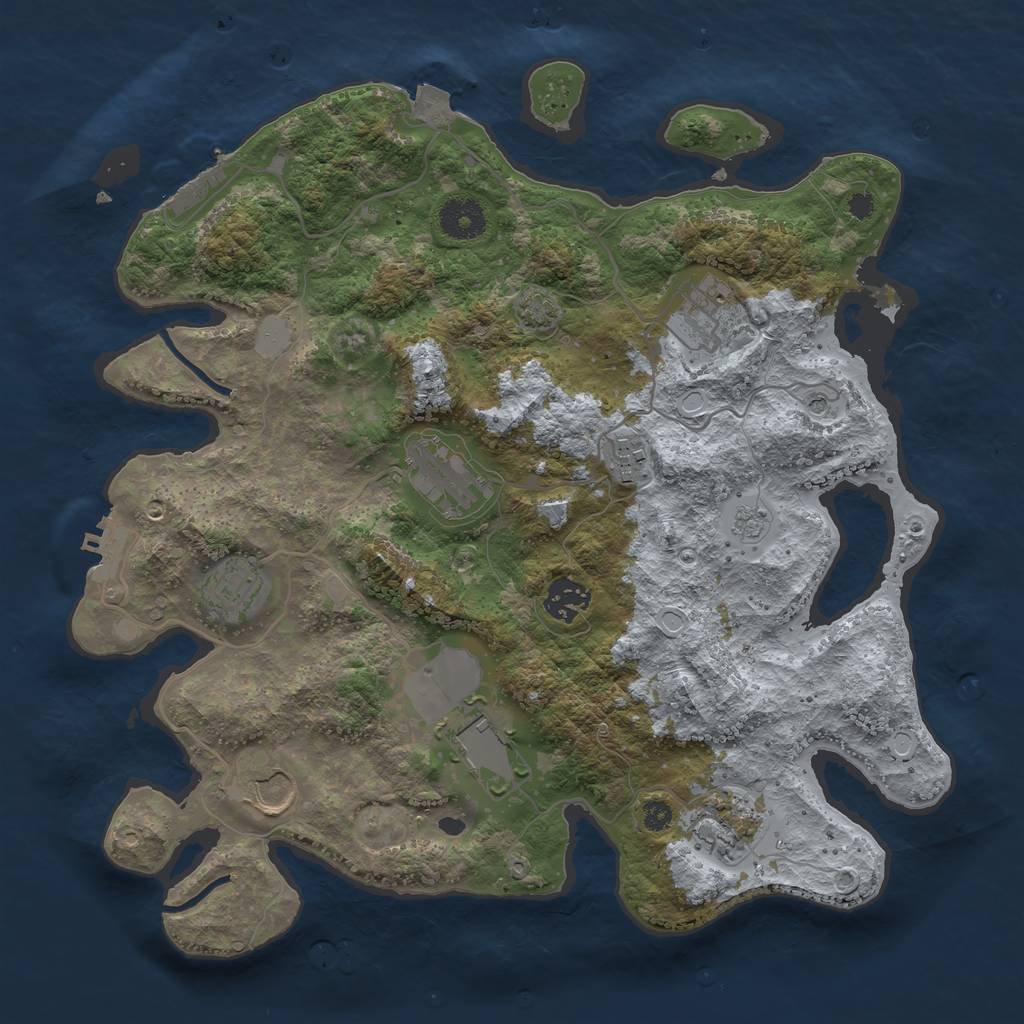 Rust Map: Procedural Map, Size: 3500, Seed: 420724702, 16 Monuments