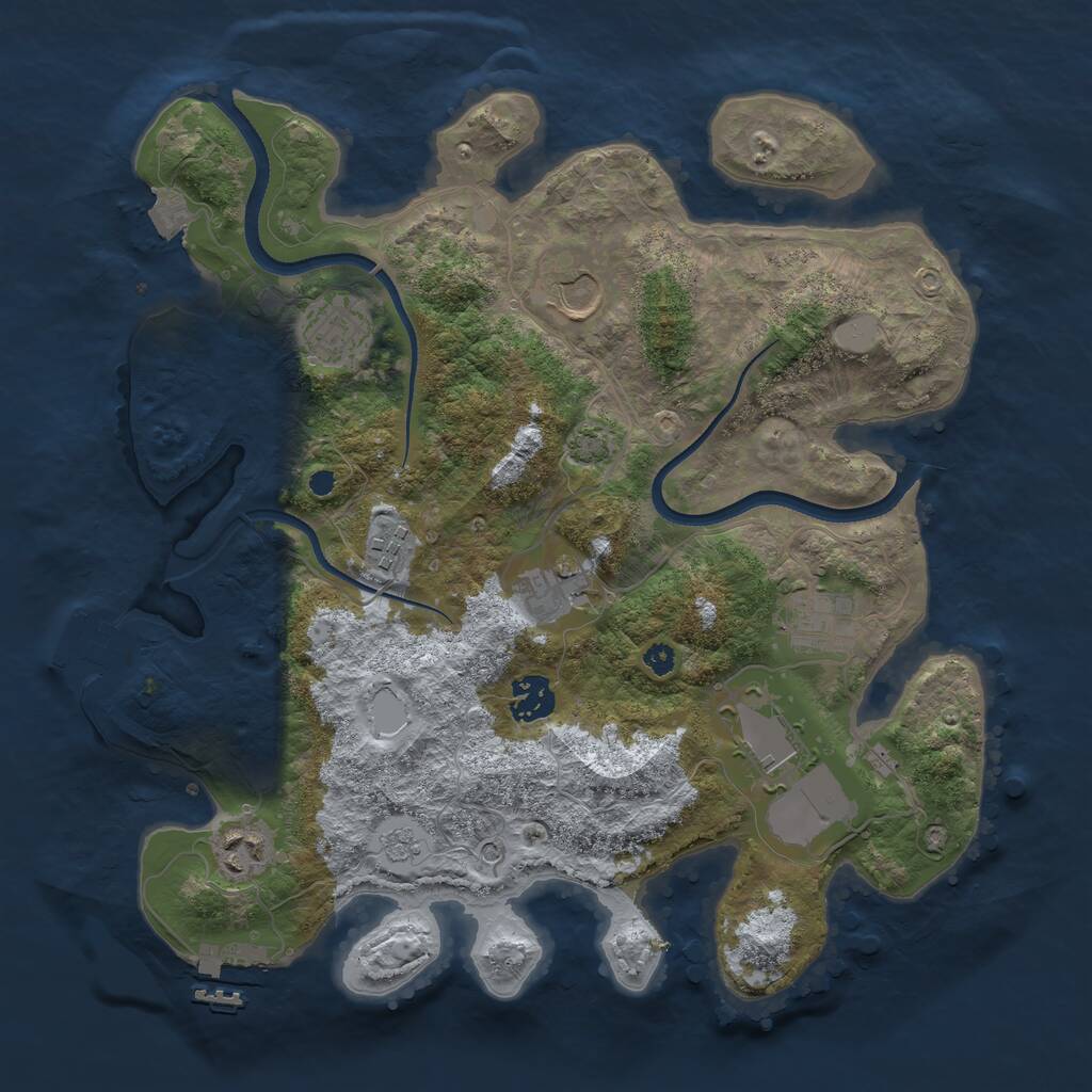 Rust Map: Procedural Map, Size: 3500, Seed: 998434555, 14 Monuments