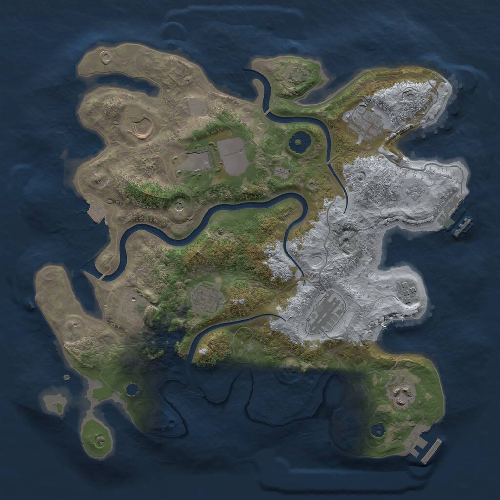 Rust Map: Procedural Map, Size: 3500, Seed: 637424816, 14 Monuments