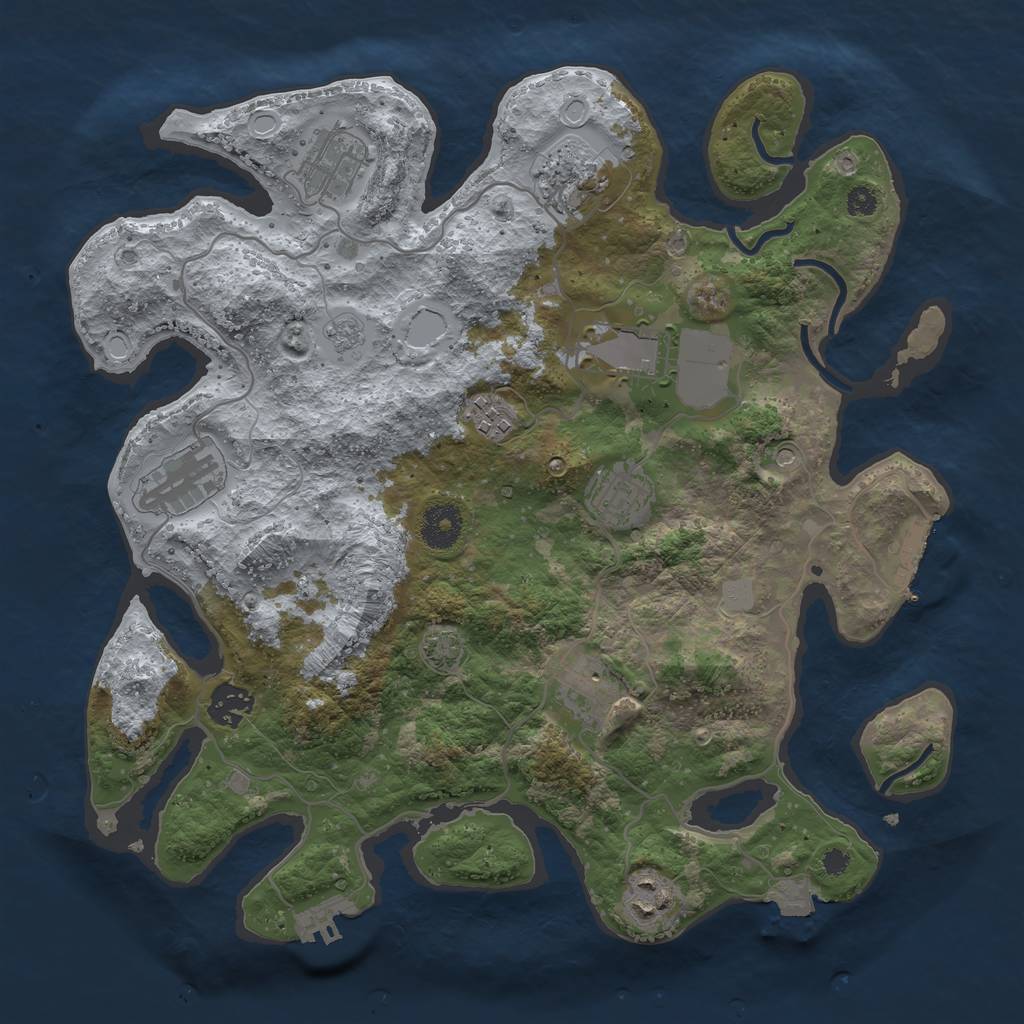 Rust Map: Procedural Map, Size: 3500, Seed: 38699425, 17 Monuments