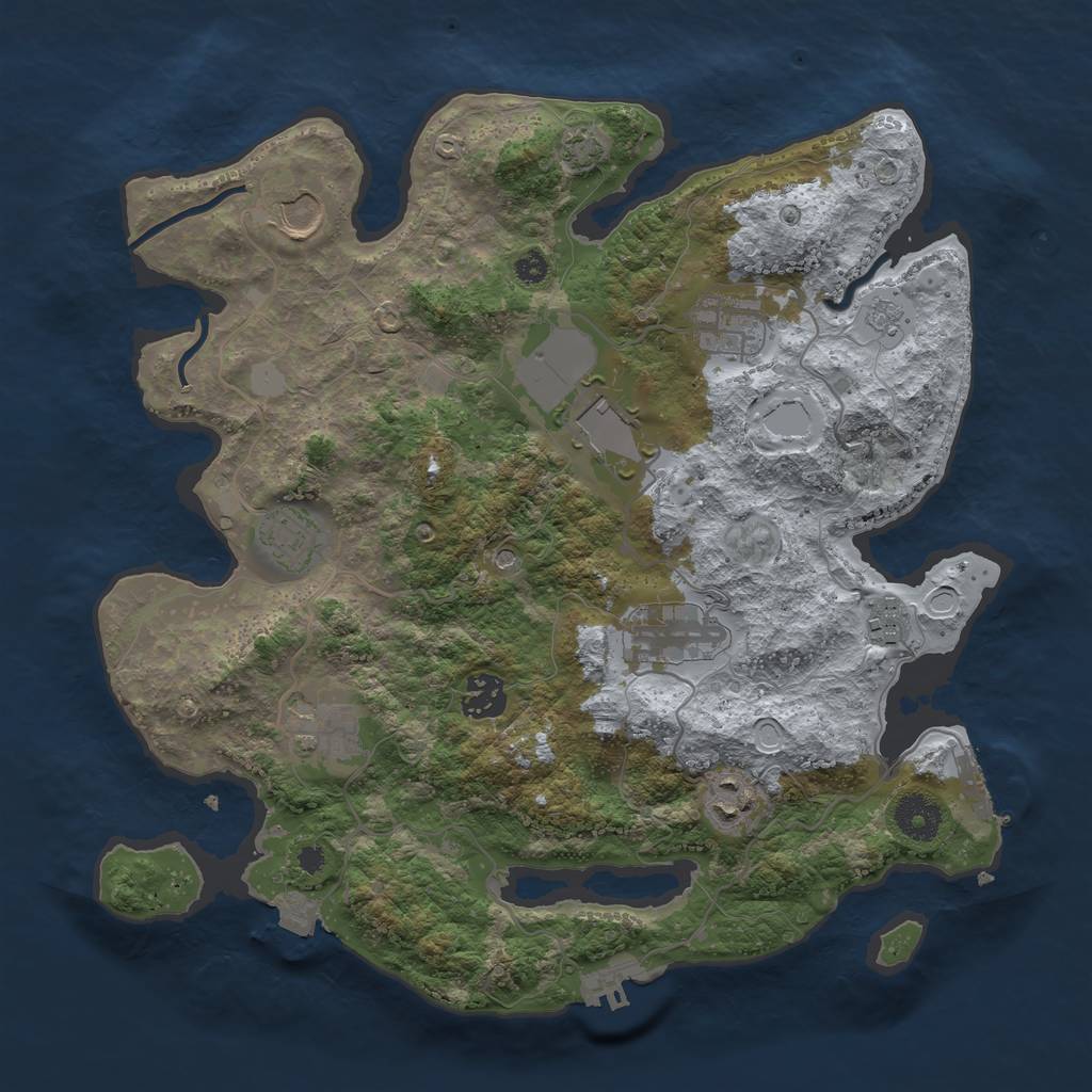 Rust Map: Procedural Map, Size: 3500, Seed: 1739363790, 17 Monuments