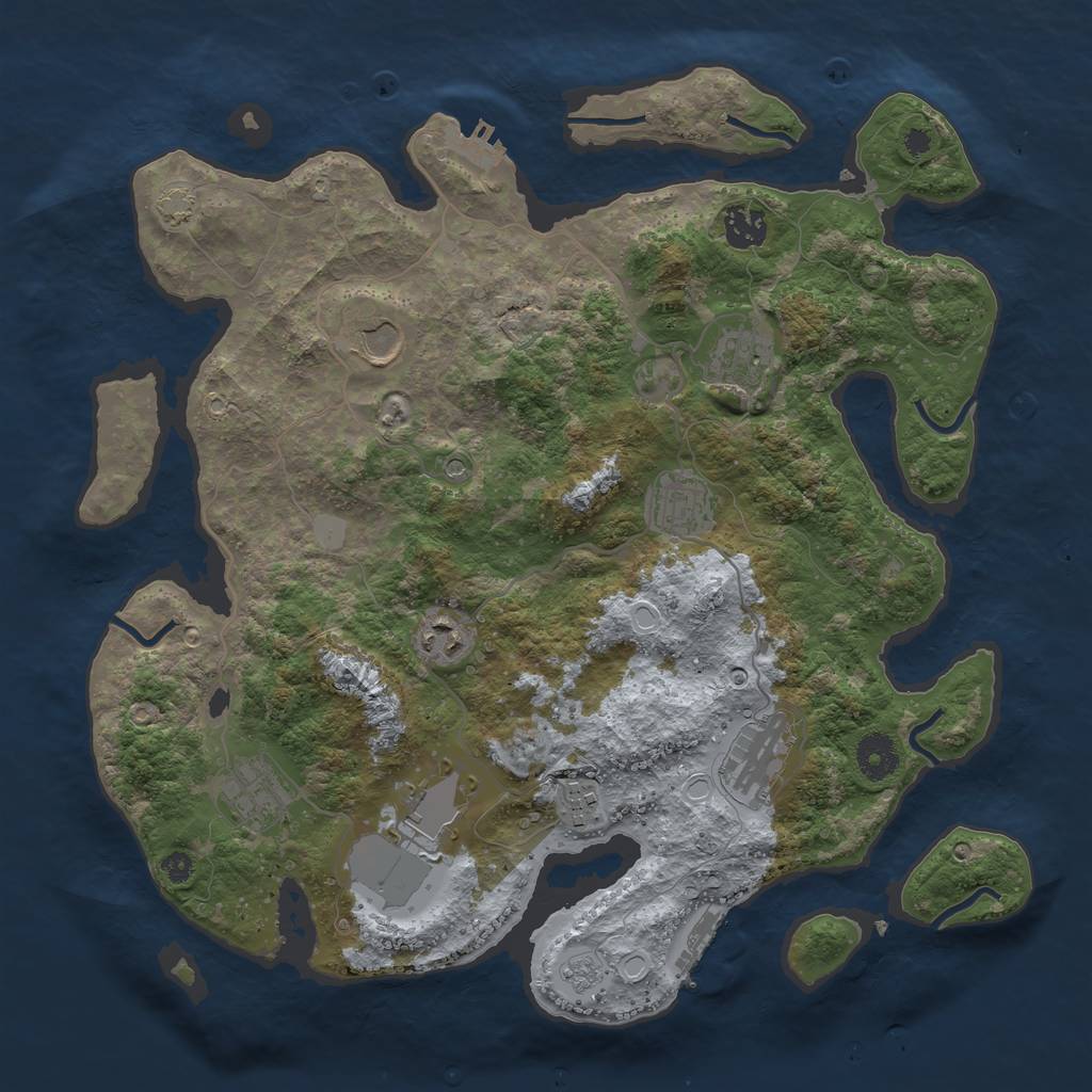 Rust Map: Procedural Map, Size: 3700, Seed: 464534727, 17 Monuments