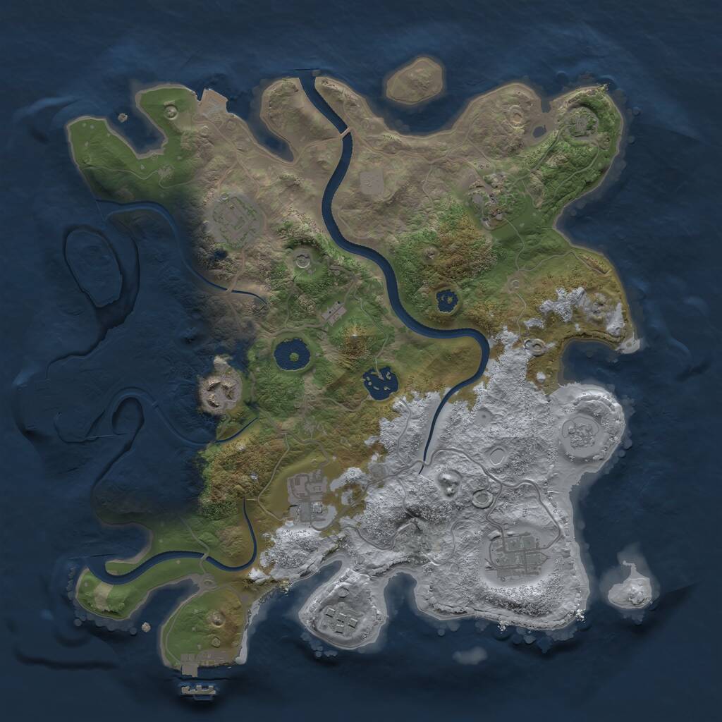 Rust Map: Procedural Map, Size: 3250, Seed: 112379827, 13 Monuments