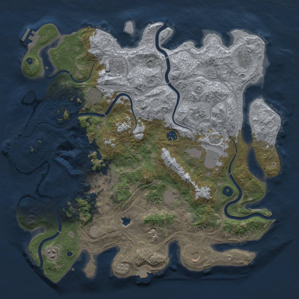 Rust Map: Procedural Map, Size: 4400, Seed: 1248478826, 17 Monuments