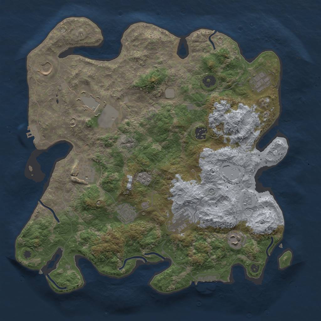 Rust Map: Procedural Map, Size: 3800, Seed: 6546851, 16 Monuments