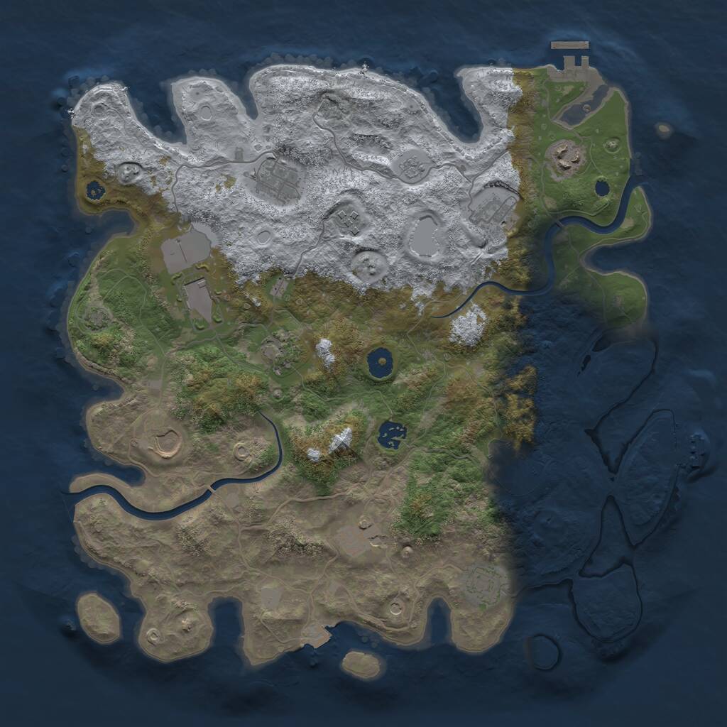 Rust Map: Procedural Map, Size: 3893, Seed: 1682628703, 17 Monuments