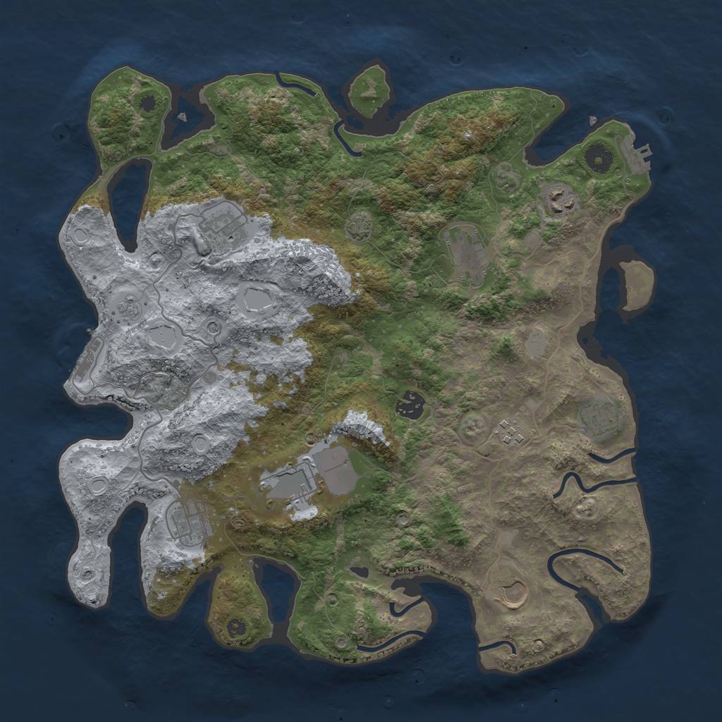 Rust Map: Procedural Map, Size: 3868, Seed: 991782178, 17 Monuments