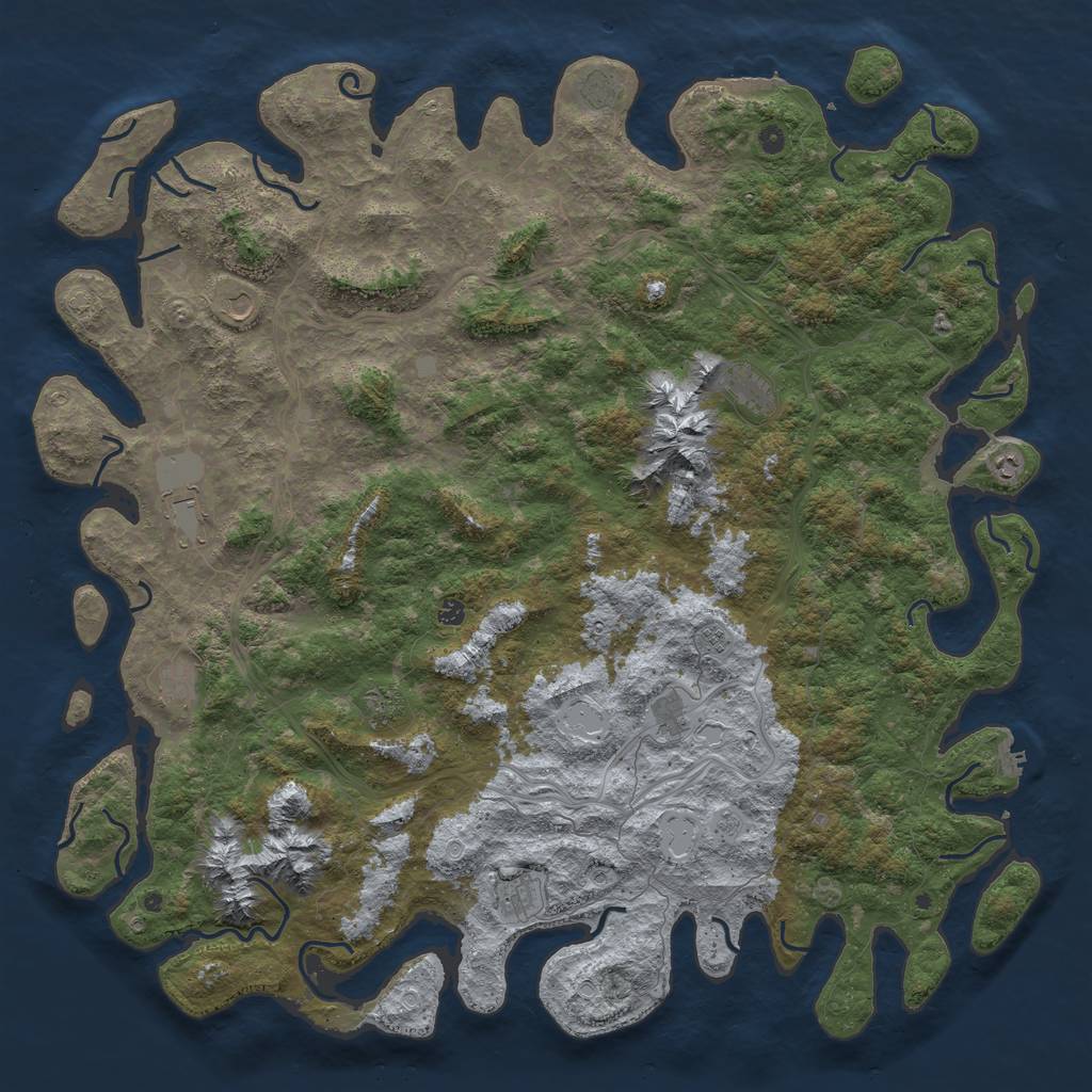 Rust Map: Procedural Map, Size: 6000, Seed: 21347725, 19 Monuments