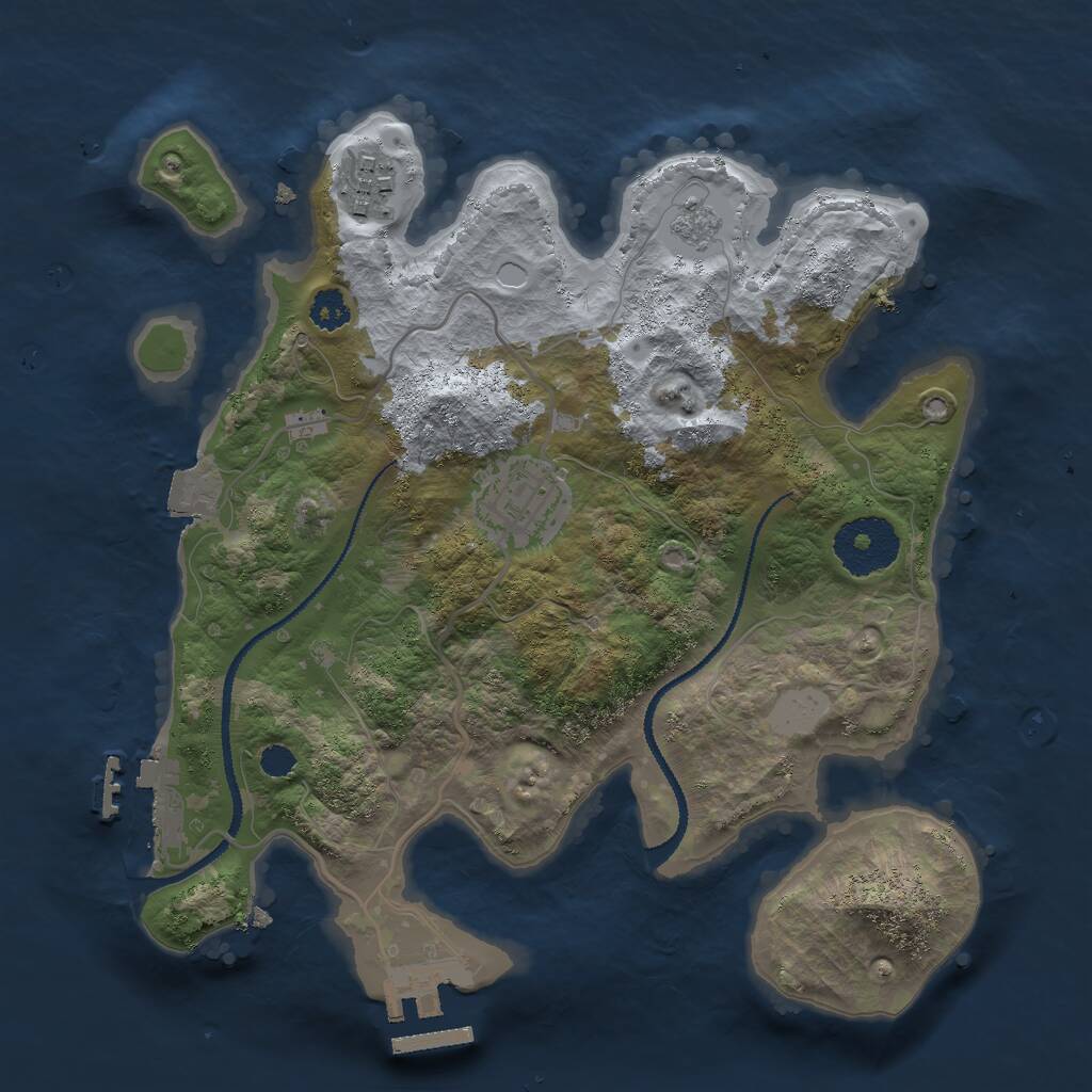 Rust Map: Procedural Map, Size: 2700, Seed: 833105116, 6 Monuments