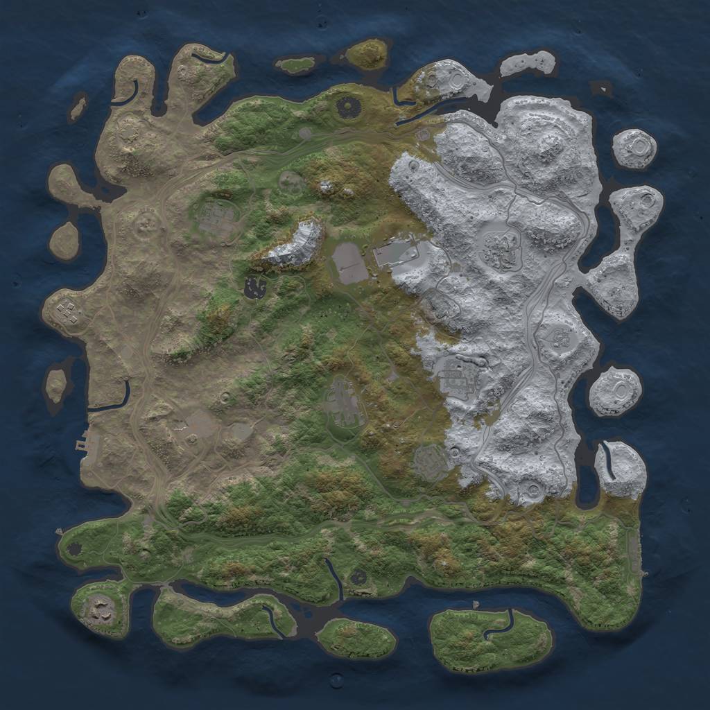 Rust Map: Procedural Map, Size: 4500, Seed: 593787910, 18 Monuments
