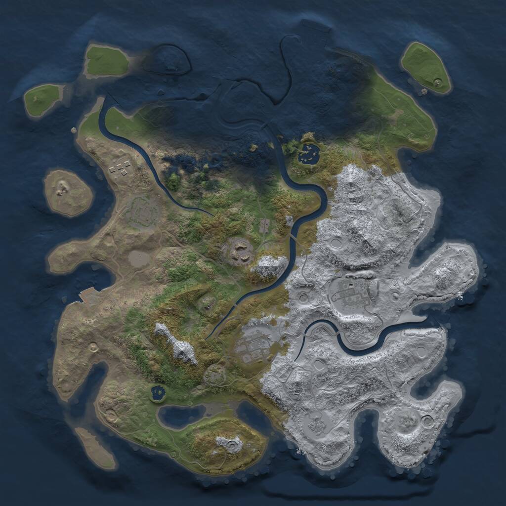 Rust Map: Procedural Map, Size: 3500, Seed: 7728699, 11 Monuments
