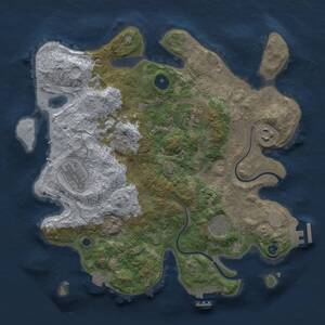 Thumbnail Rust Map: Procedural Map, Size: 3300, Seed: 1649979993, 11 Monuments